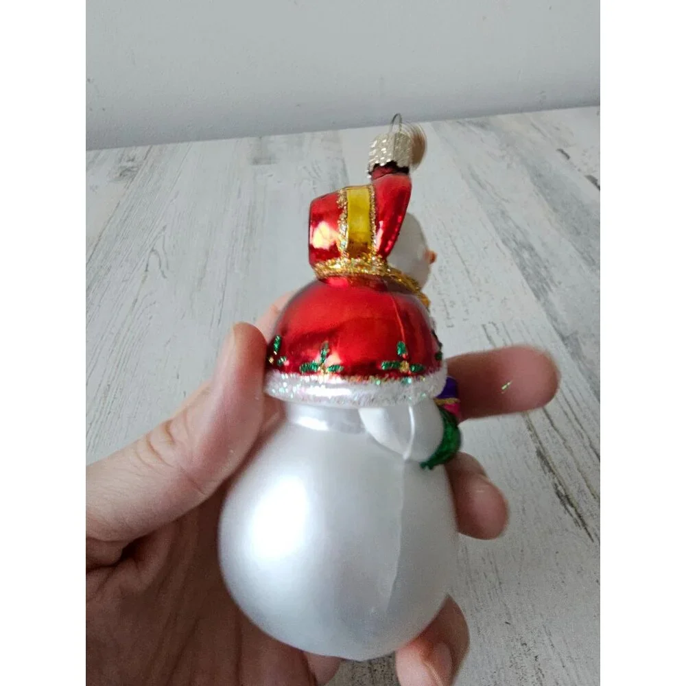 Old world OWC Mrs Claus‎ snowman glass present ornament Xmas tree
